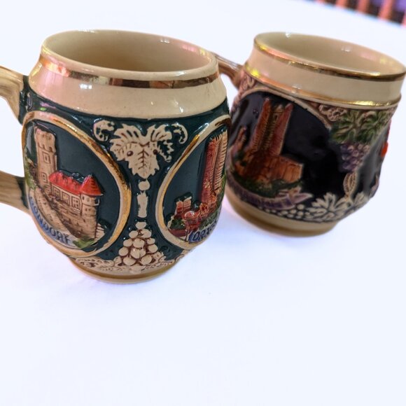 Vintage German Stein Mugs Set of 2 Castles in Germany Beer Wine Glasses - Picture 2 of 15